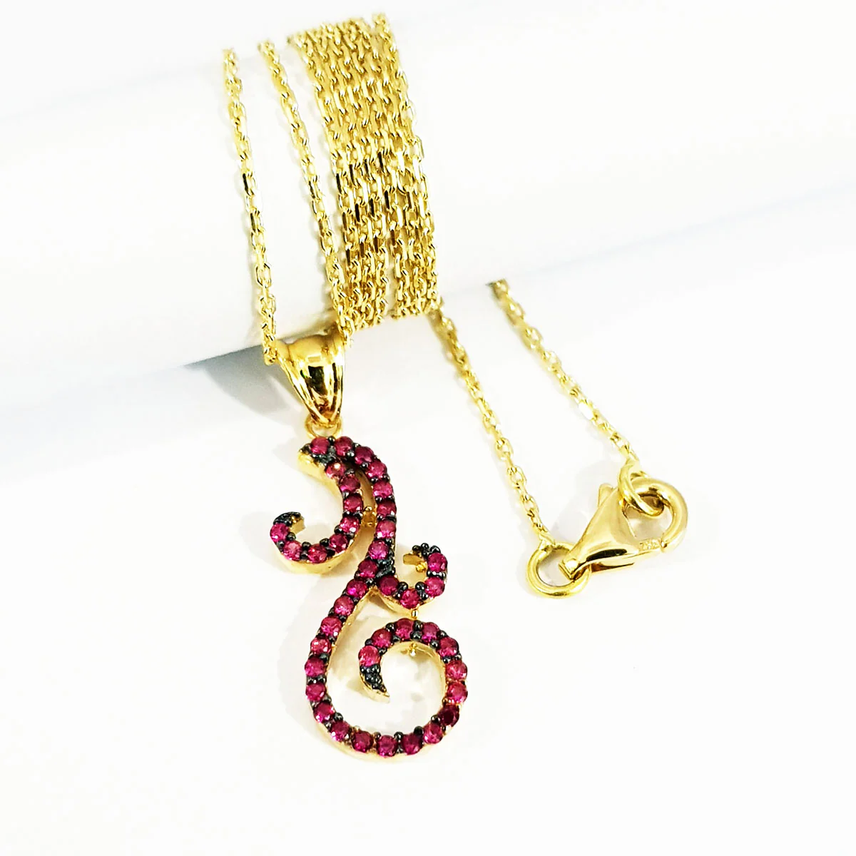 18K Pure Gold Swarski Necklace - Image 4