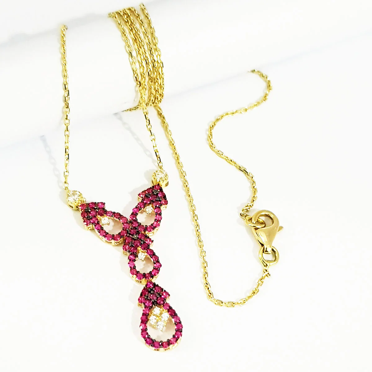 18K Pure Gold Swarski Necklace - Image 6