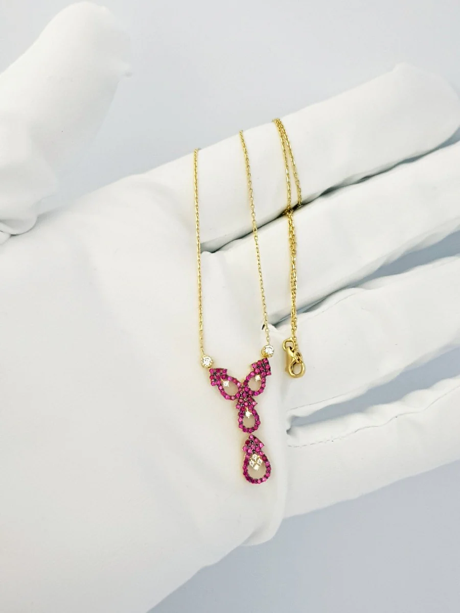 18K Pure Gold Swarski Necklace - Image 7