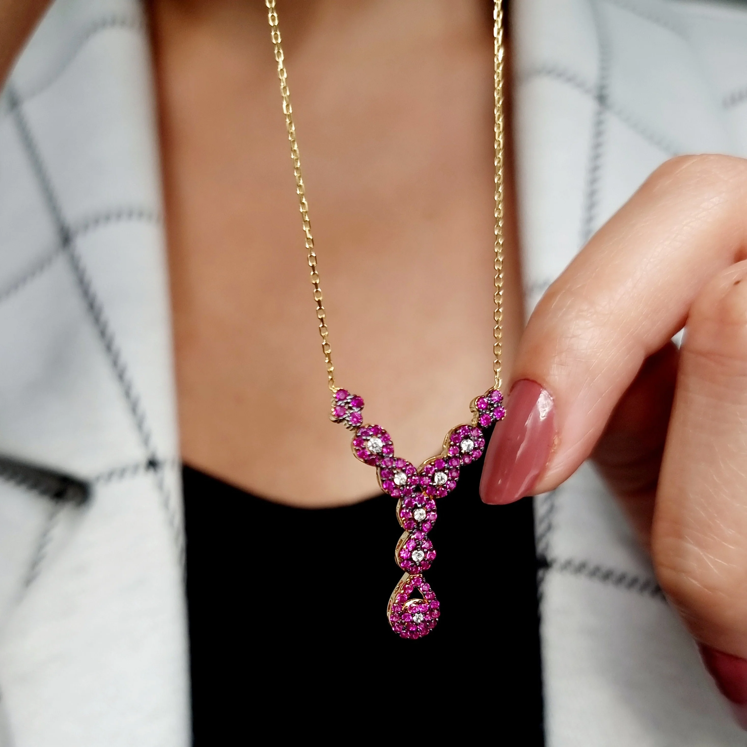 18K Pure Gold Swarski Necklace - Image 4