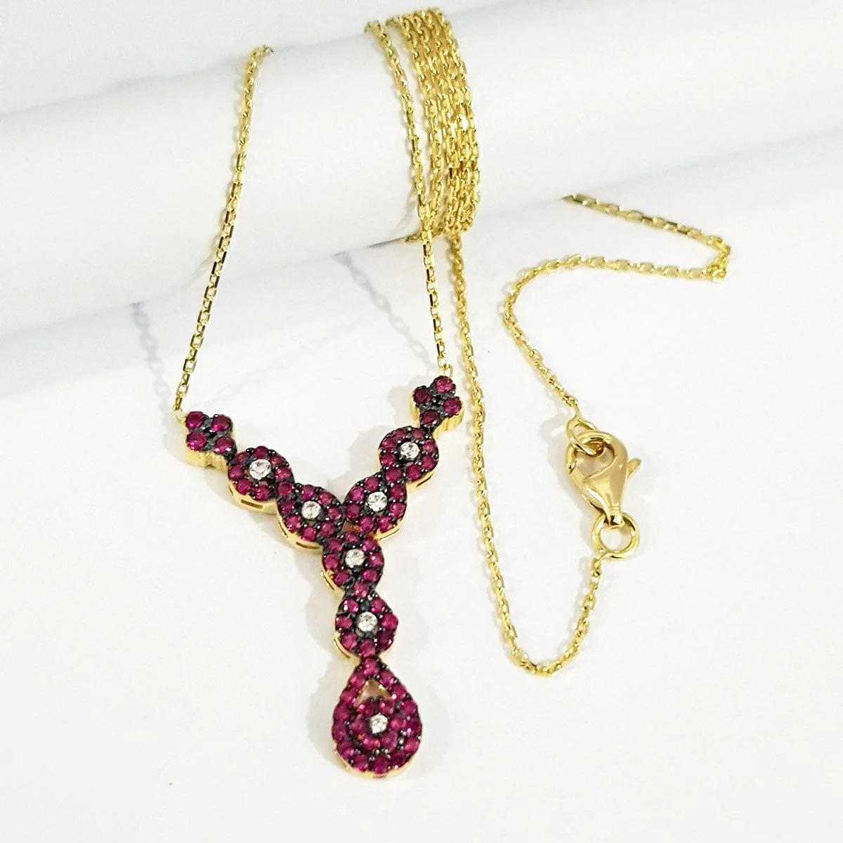 18K Pure Gold Swarski Necklace - Image 7