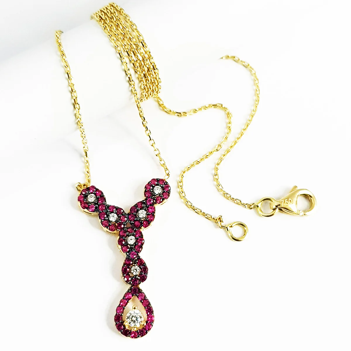 18K Pure Gold Swarski Necklace - Image 5