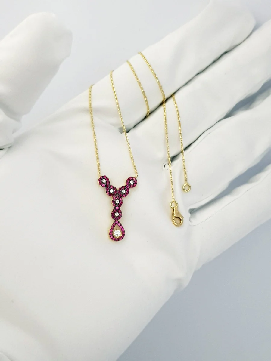 18K Pure Gold Swarski Necklace - Image 6