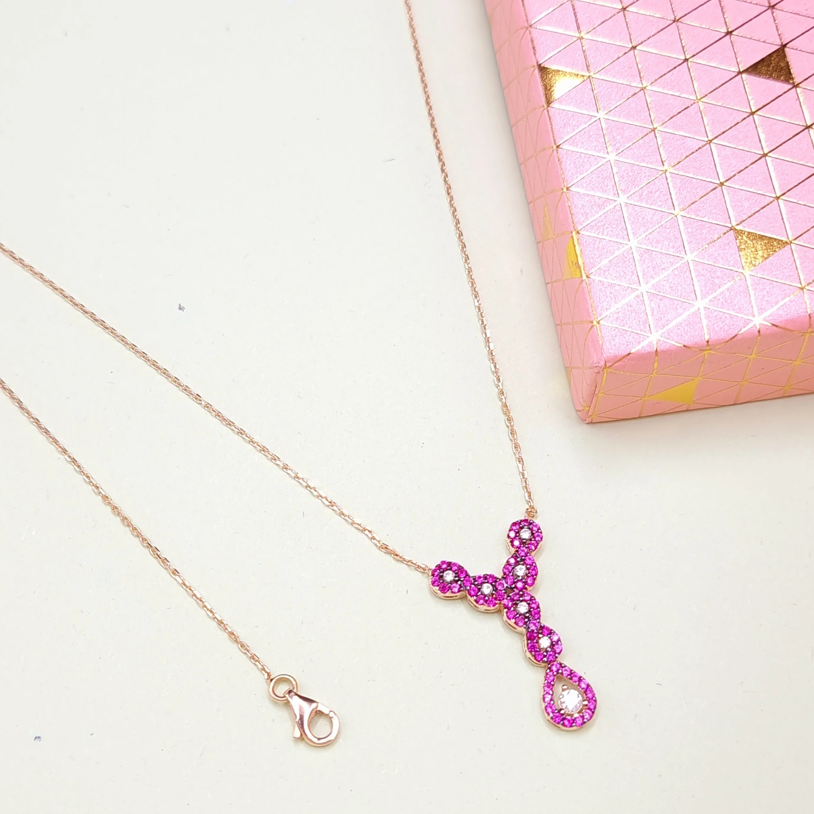 18K Pure Gold Swarski Necklace - Image 7