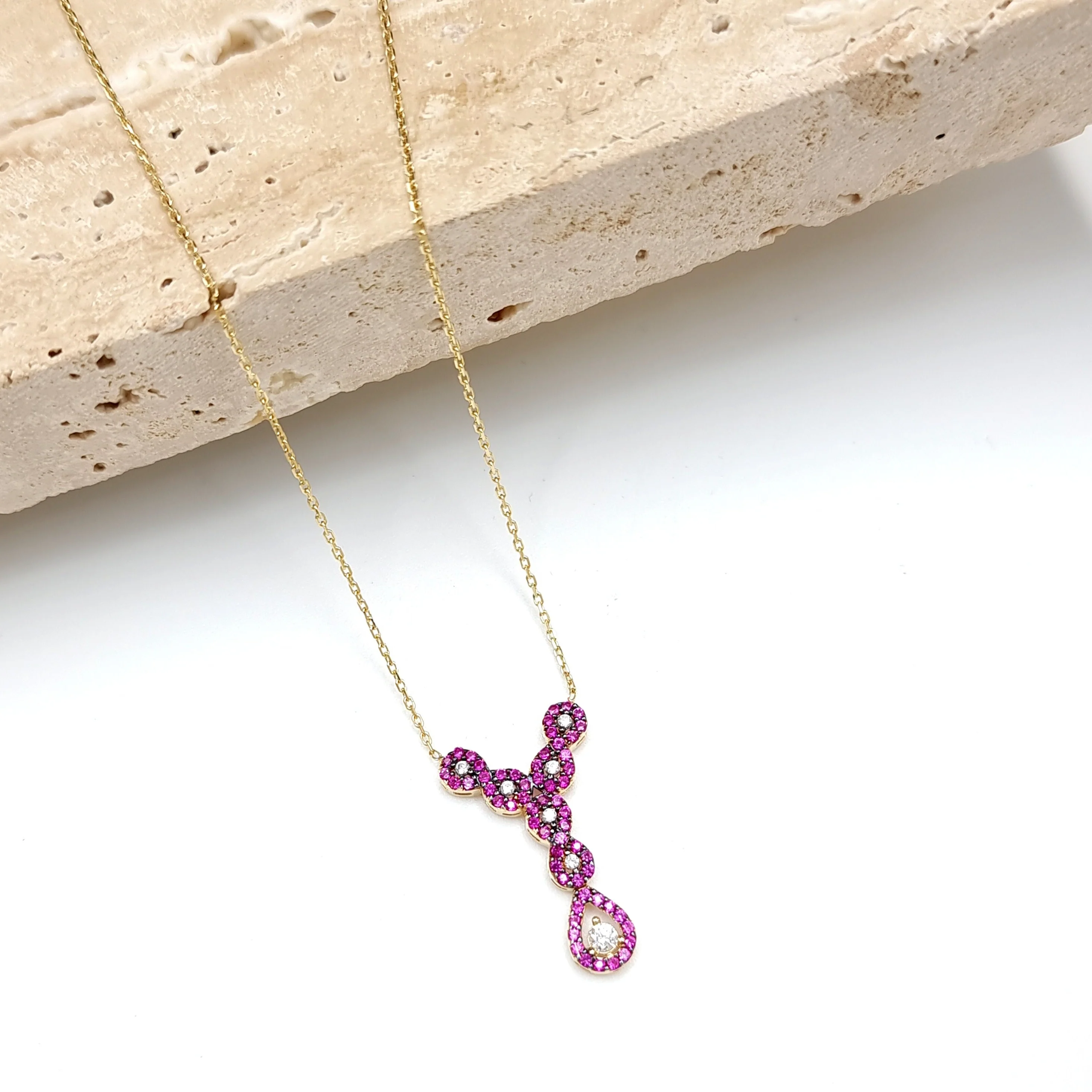 18K Pure Gold Swarski Necklace - Image 8