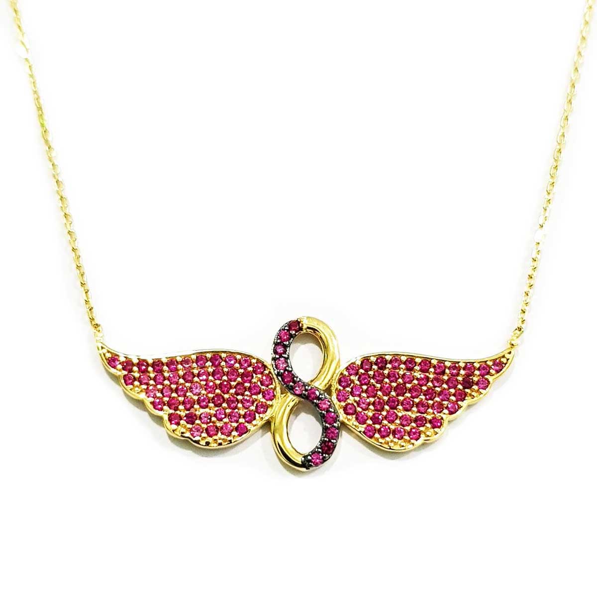 18K Pure Gold Swarski Wings Necklace - Image 3