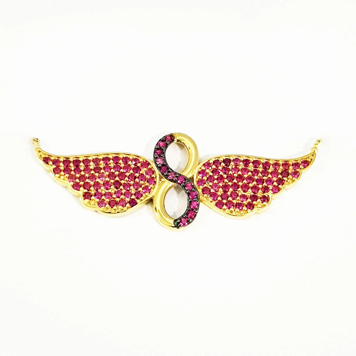 18K Pure Gold Swarski Wings Necklace - Image 5