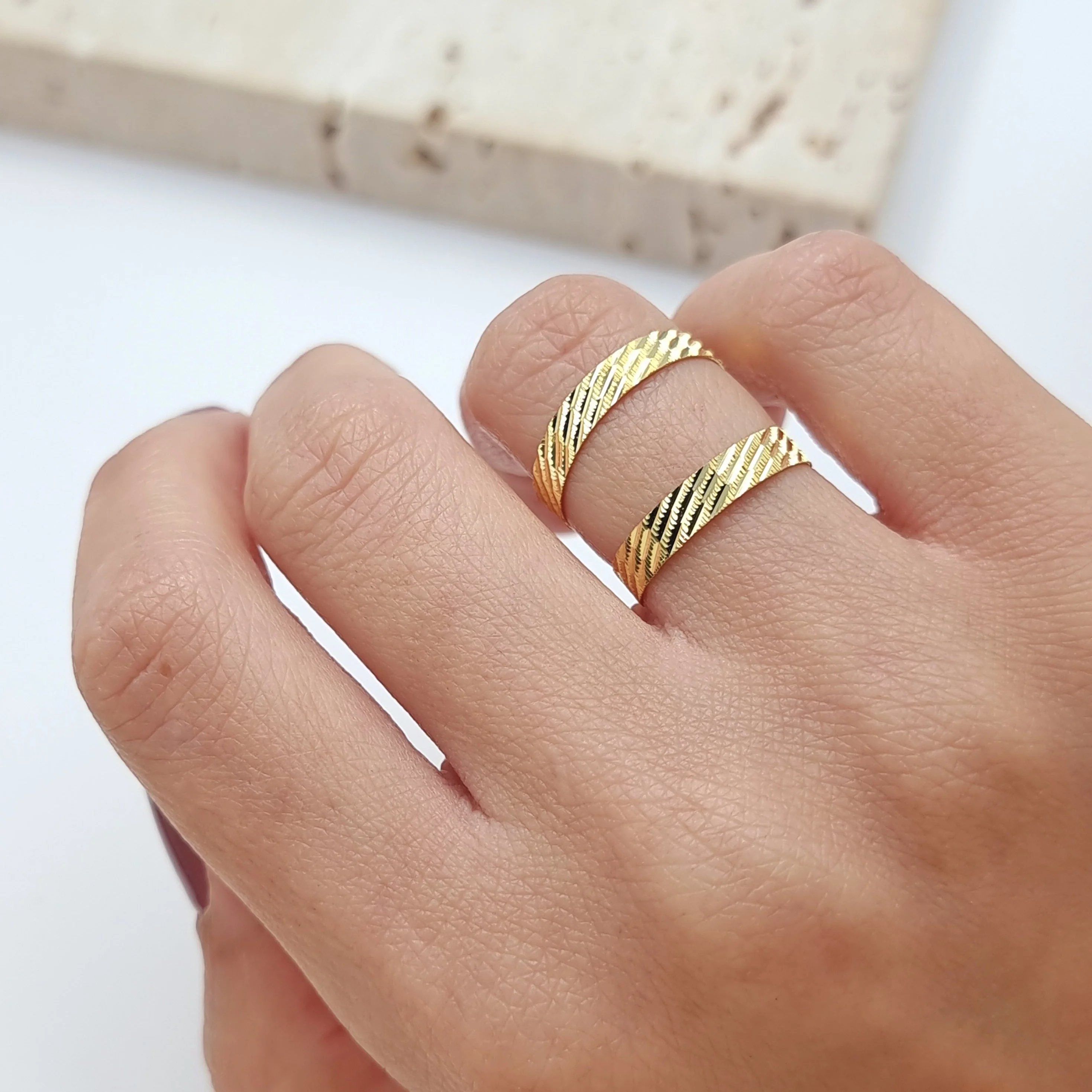 18K Pure Gold Couple Ring - Image 4