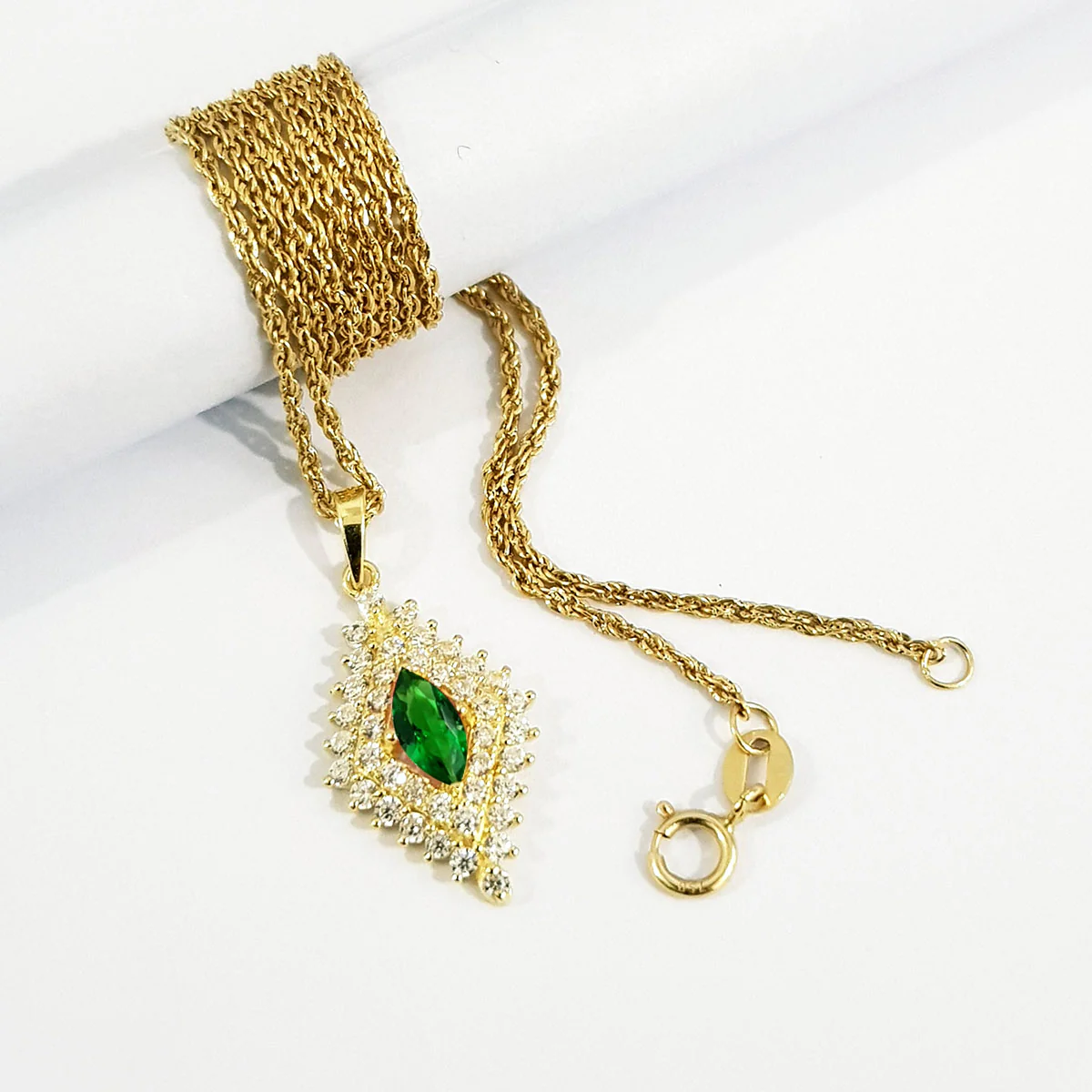 18K Pure Gold Zircon stone Necklace - Image 3