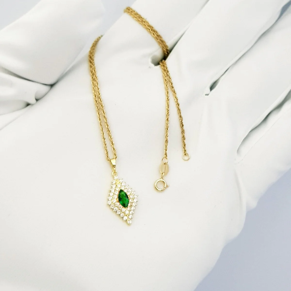 18K Pure Gold Zircon stone Necklace - Image 4