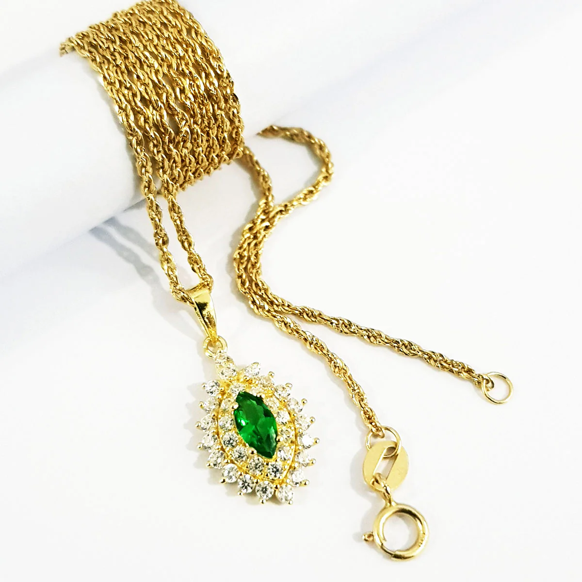 18K Pure Gold Zircon stone Necklace - Image 3