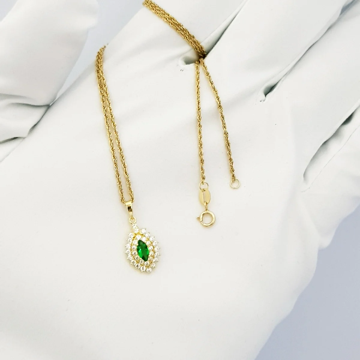 18K Pure Gold Zircon stone Necklace - Image 4