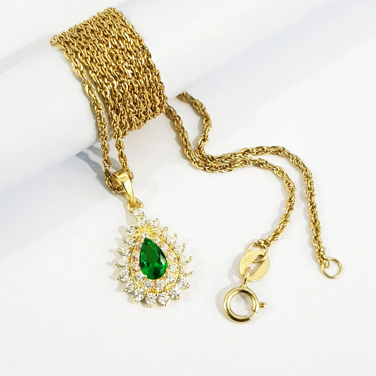 18K Pure Gold Zircon stone Necklace - Image 3