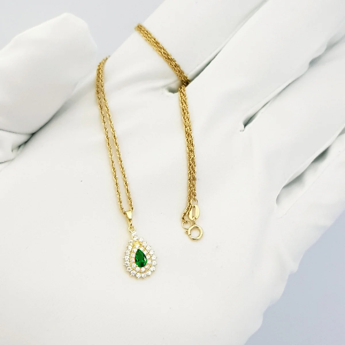 18K Pure Gold Zircon stone Necklace - Image 4