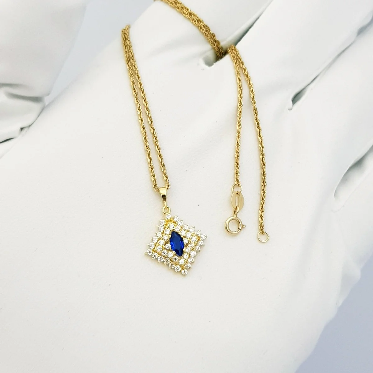 18K Pure Gold Zircon stone Necklace - Image 4