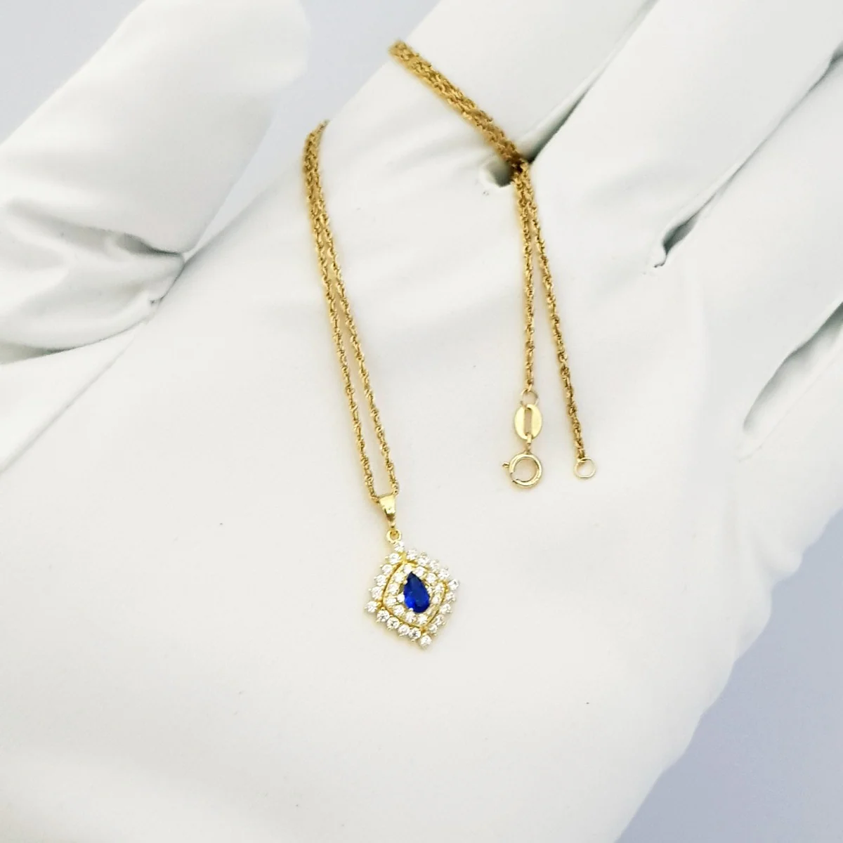 18K Pure Gold Zircon stone Necklace - Image 4