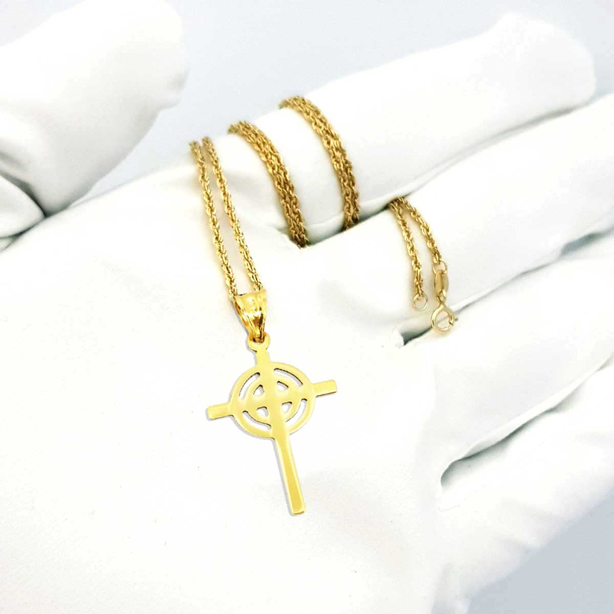 18K Pure Gold Cross Design Necklace - Image 5