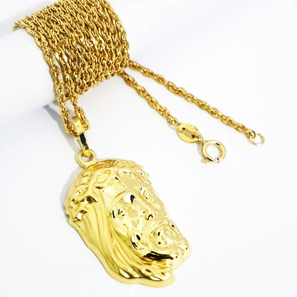 18K Pure Gold Jesus Face Necklace - Image 3